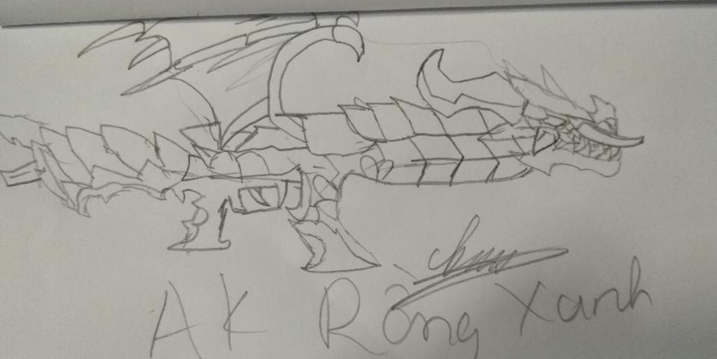 Hình vẽ AK rồng xanh LV1 bút chì