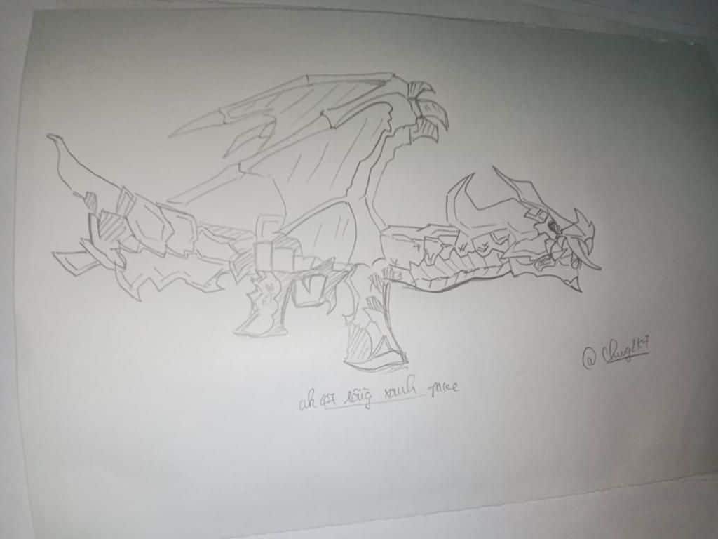 Hình vẽ AK rồng xanh LV7 bút chì