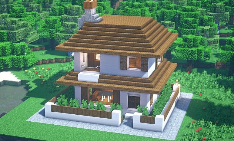 Mẫu nhà Minecraft 2 tầng dễ xây