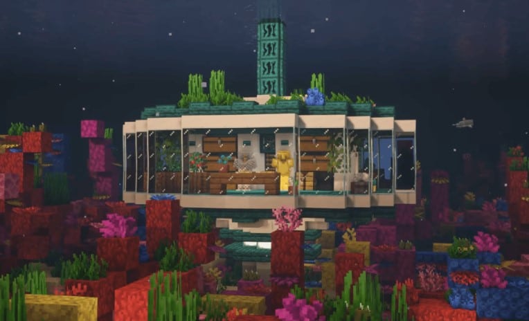 Mẫu nhà dưới nước Minecraft ngầu đẹp