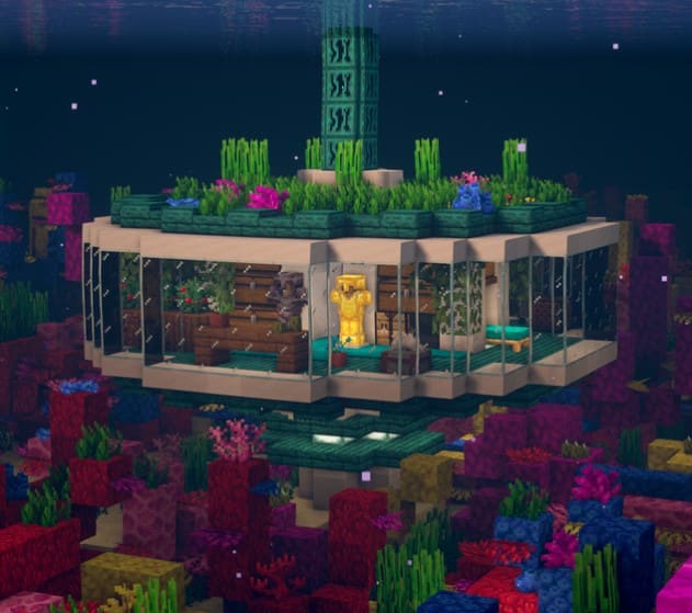 Mẫu nhà dưới nước trong Minecraft cực kỳ ấn tượng