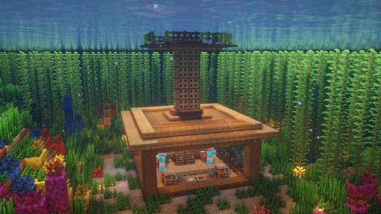 Mẫu nhà dưới nước trong Minecraft cực kỳ độc đáo