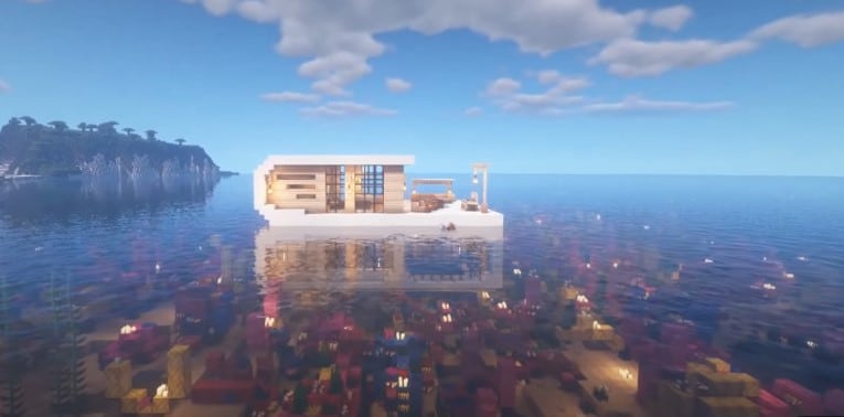 Mẫu nhà dưới nước trong Minecraft thú vị