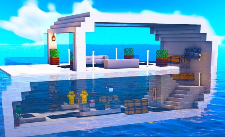 Mẫu nhà dưới nước trong Minecraft vô cùng đẹp
