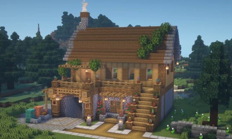 Mẫu nhà gỗ Minecraft ấm cúng