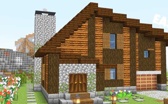 Mẫu nhà gỗ trong Minecraft đẹp ấm áp