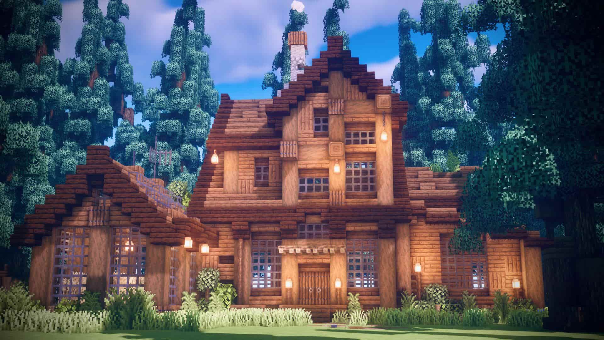 Mẫu nhà gỗ trong Minecraft đẹp ấm cúng