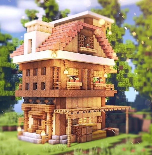 Mẫu nhà gỗ trong Minecraft đẹp độc lạ