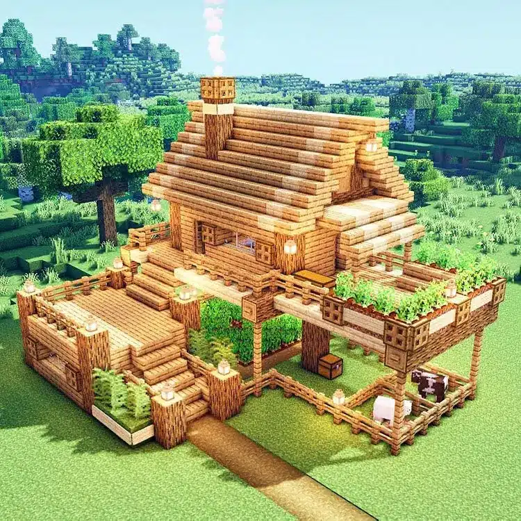 Mẫu nhà gỗ trong Minecraft đẹp sáng tạo