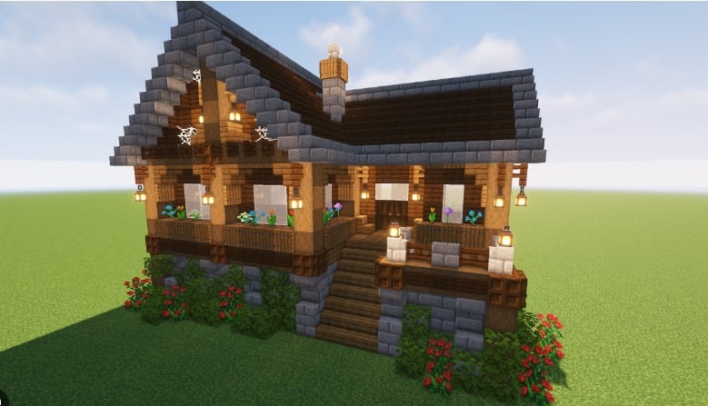 Mẫu nhà gỗ trong Minecraft đơn giản dễ thương