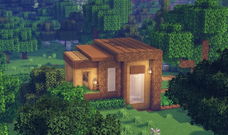 Mẫu nhà gỗ trong Minecraft đơn giản trong rừng