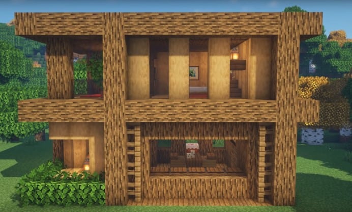 Mẫu nhà gỗ trong Minecraft hiện đại dễ xây