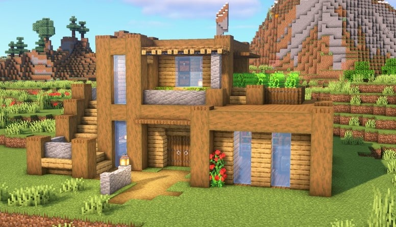 Mẫu nhà gỗ trong Minecraft hiện đại đẹp