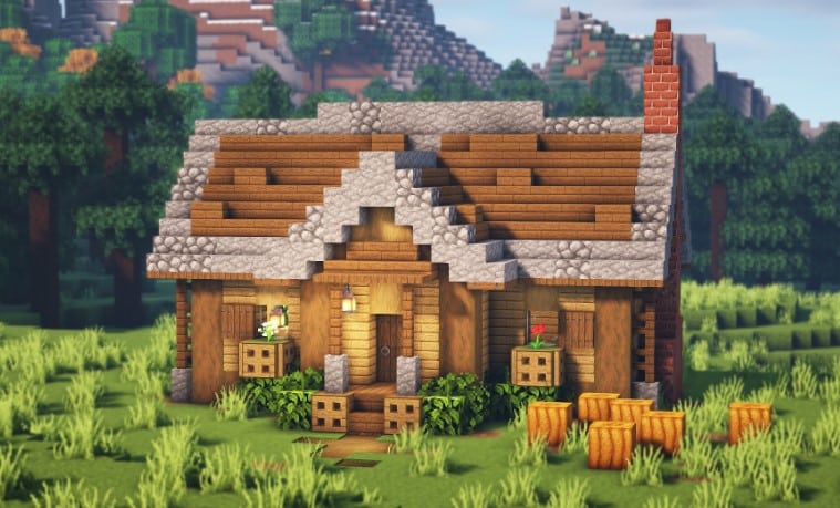 Mẫu nhà gỗ trong Minecraft nhỏ dễ thương