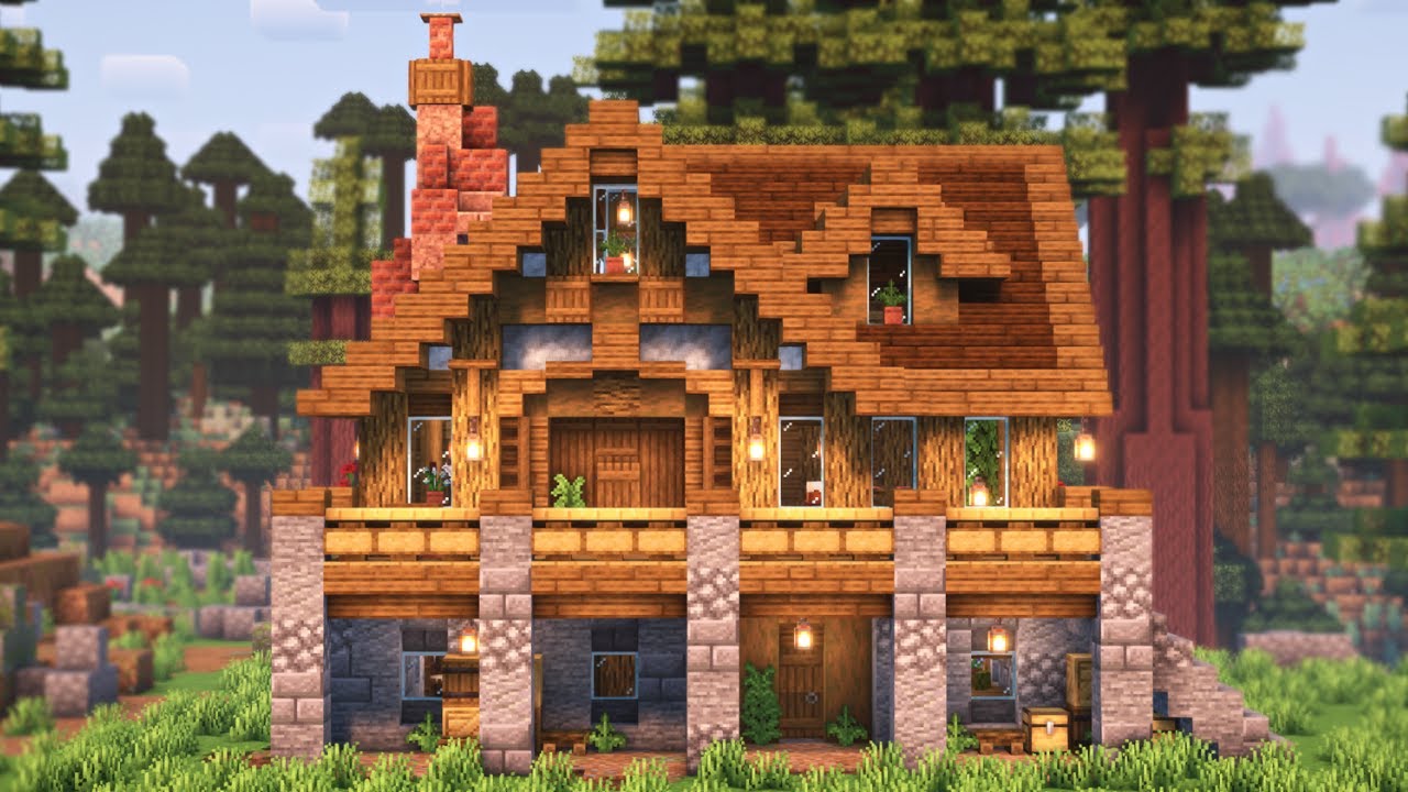 Mẫu nhà sinh tồn Minecraft bằng gỗ chất nhất