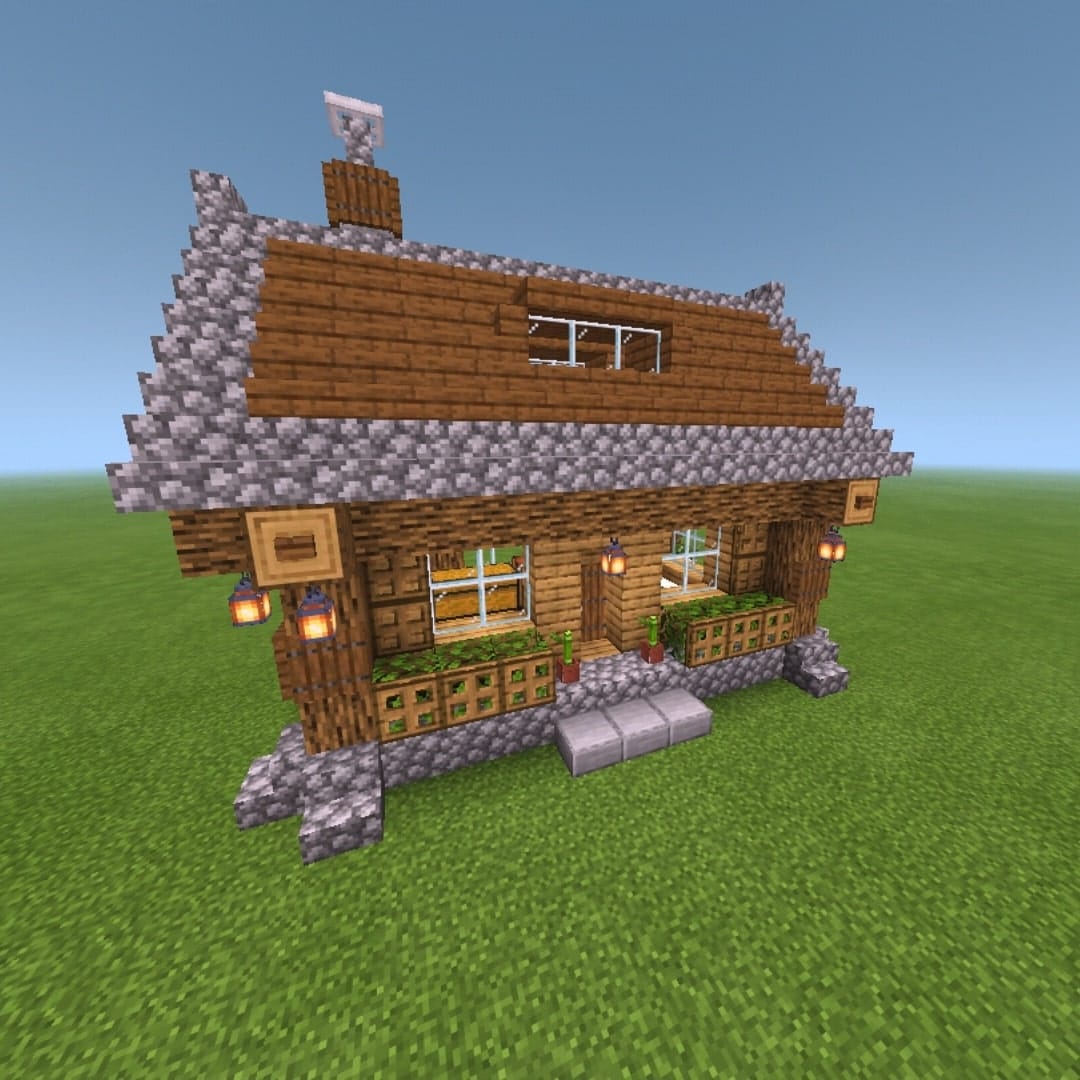 Mẫu nhà sinh tồn Minecraft bằng gỗ dễ xây