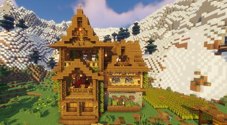 Mẫu nhà sinh tồn Minecraft bằng gỗ độc đáo