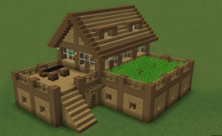Mẫu nhà sinh tồn Minecraft bằng gỗ sáng tạo