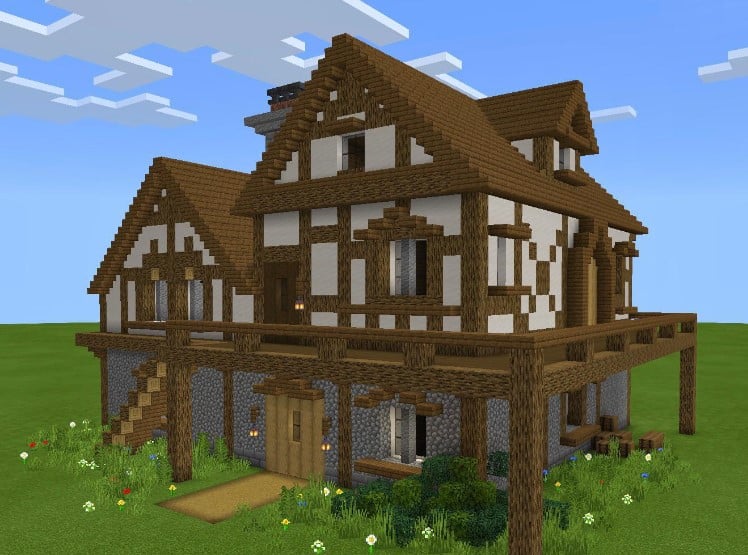 Mẫu nhà trung cổ Minecraft bằng gỗ