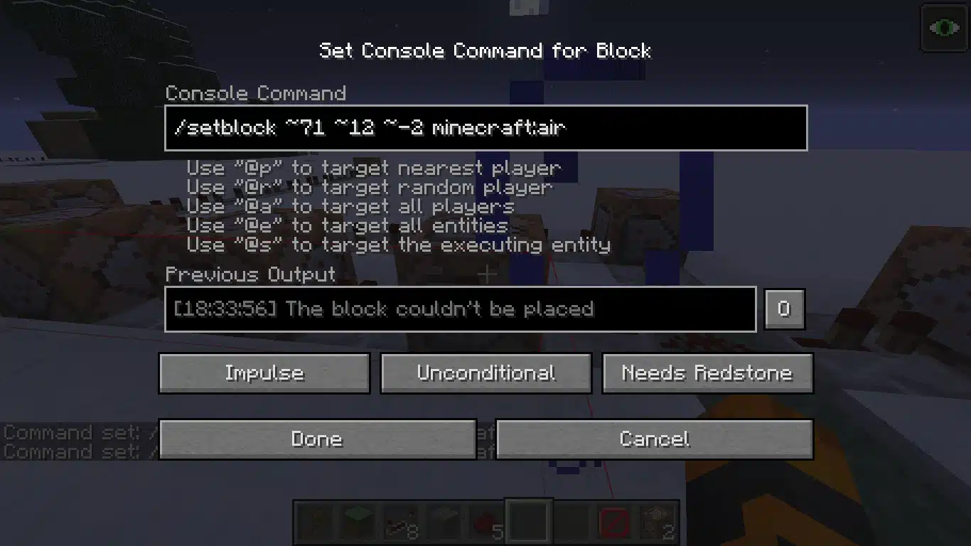 Nhập tọa độ của block bạn muốn xóa