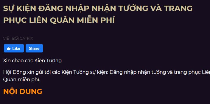 Tham Gia Sự Kiện Nhận Tướng Liên Quân