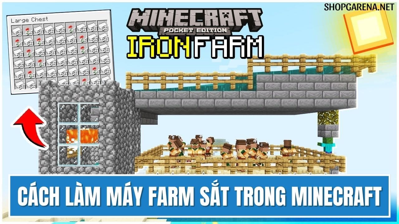 Cách Làm Máy Farm Sắt Trong Minecraft