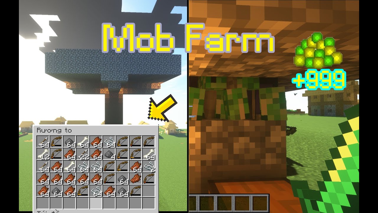 Cách làm máy farm quái trong Minecraft Skyblock