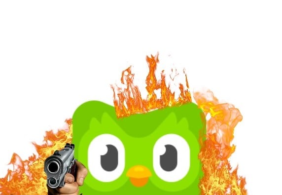 Hình Duolingo tức giận bắn súng
