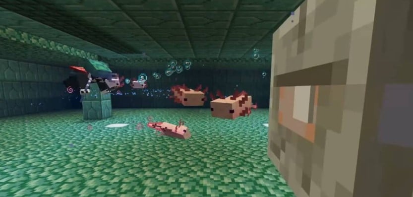 Hình ảnh Axolotl Minecraft bơi lội