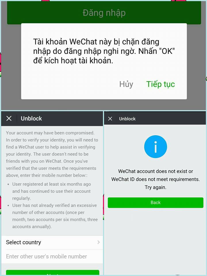 Hình ảnh Wechat bị chặn