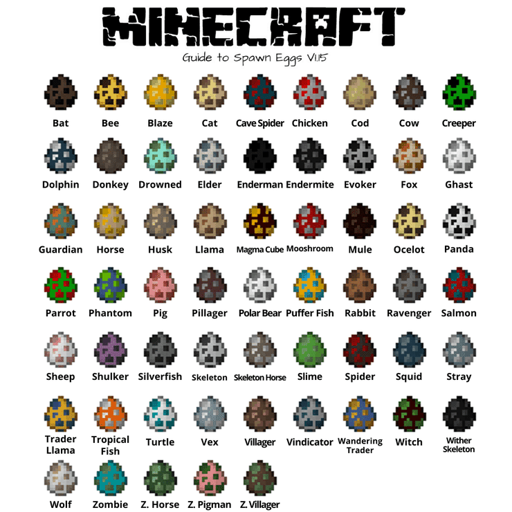 Hình ảnh các loại trứng trong Minecraft ấn tượng