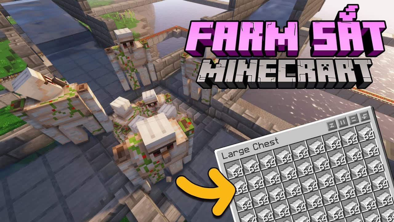 Hình ảnh máy farm sắt trong Minecraft mới nhất