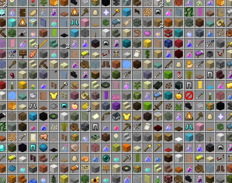 Hình ảnh tất cả vật phẩm trong game Minecraft