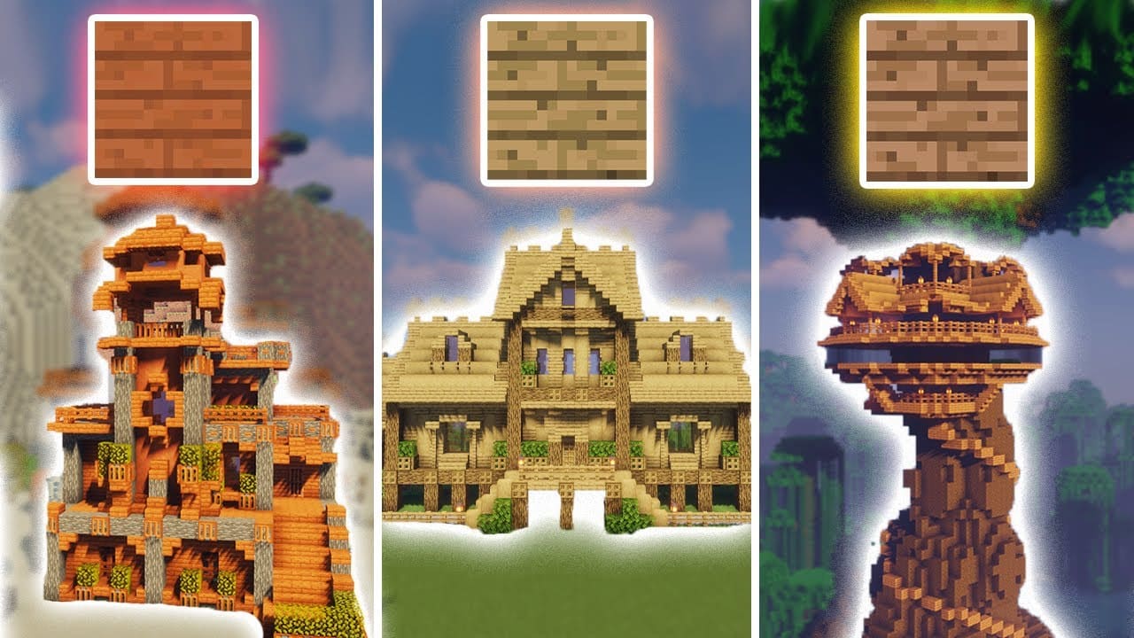 Hình các loại khối gỗ trong Minecraft