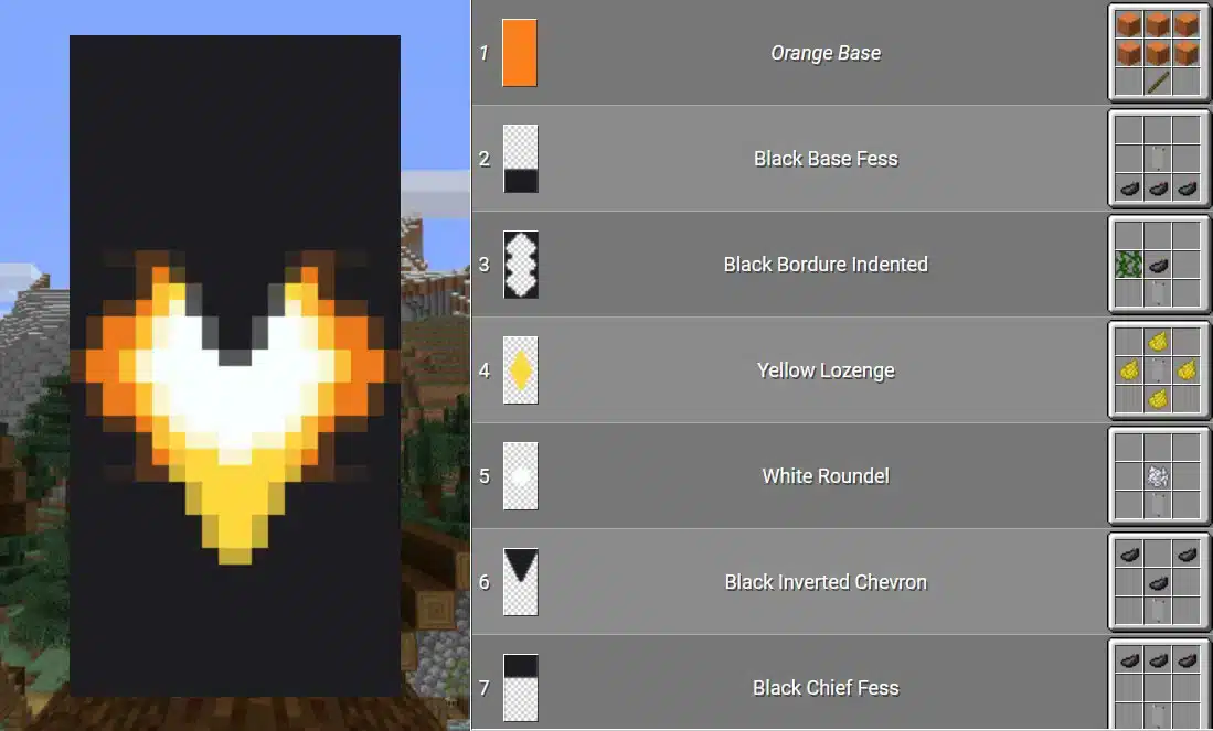 Mẫu hoa văn cờ hiệu Minecraft trái tim vàng
