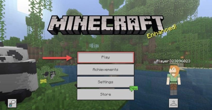 Mở ứng dụng Minecraft và chạm vào Play