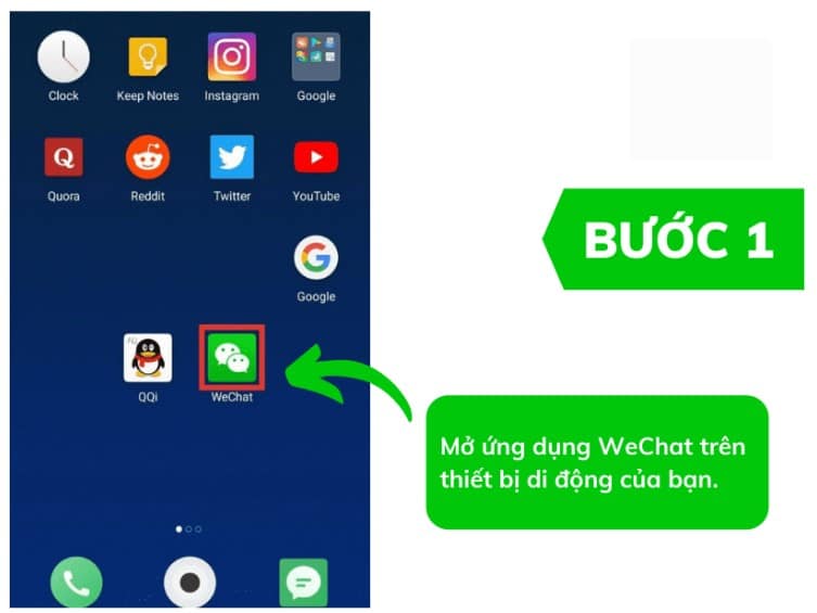 Mở ứng dụng WeChat trên thiết bị di động