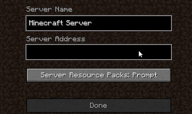 Nhập địa chỉ IP của máy chủ Minecraft của Độ Mixi vào ô Server Address