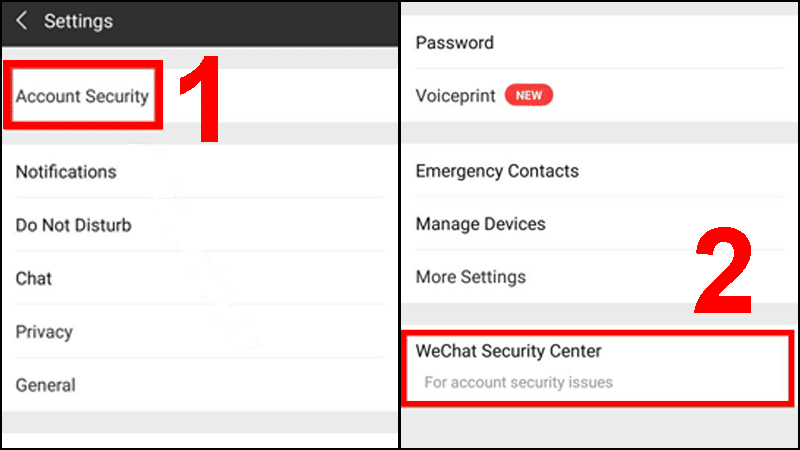 Truy cập vào WeChat Security Center