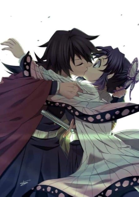 Hình Giyuu và Shinobu hôn nhau