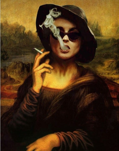 Hình chế Mona Lisa hút thuốc lầy lội