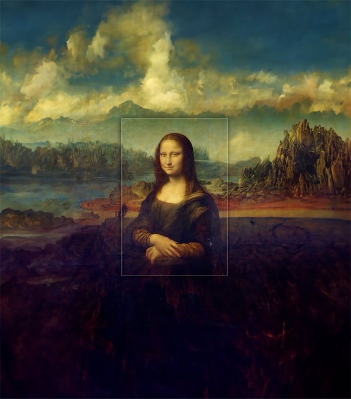 Hình tranh Mona Lisa vô cùng ấn tượng