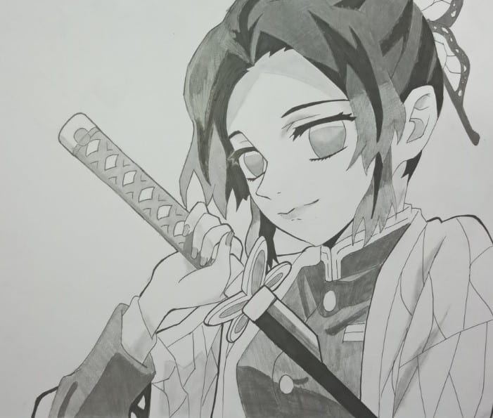 Hình vẽ Shinobu cầm kiếm