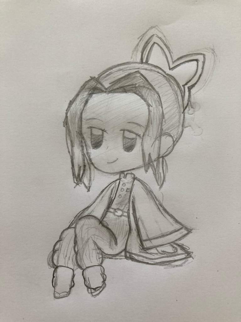 Hình vẽ Shinobu chibi bằng bút chì đơn giản