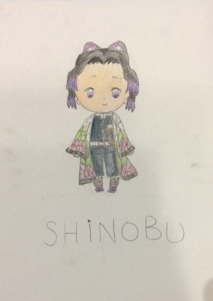 Hình vẽ Shinobu chibi nét vẽ đơn giản