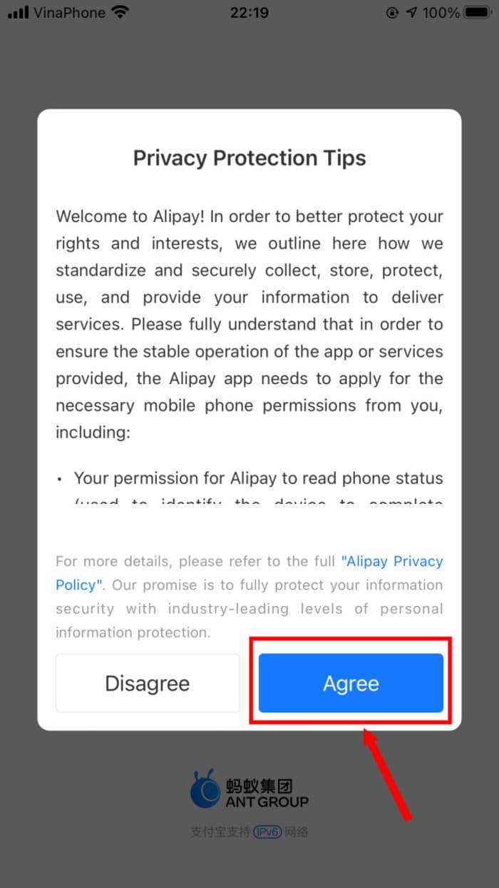 Người dùng phải đảm bảo thực hiện các điều khoản khi tạo tài khoản Alipay