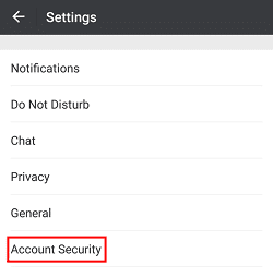 Nhấn chọn Account Security