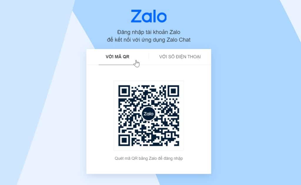 Nhấn chọn vào Với mã QR để đăng nhập vào Zalo