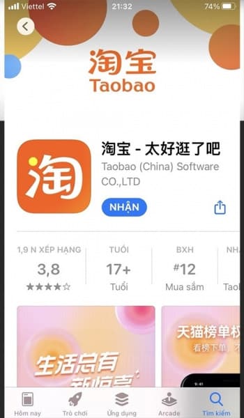 Tải app Taobao về điện thoại