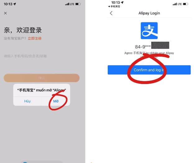 Ứng dụng Taobao sẽ yêu cầu chuyển hướng sang Alipay